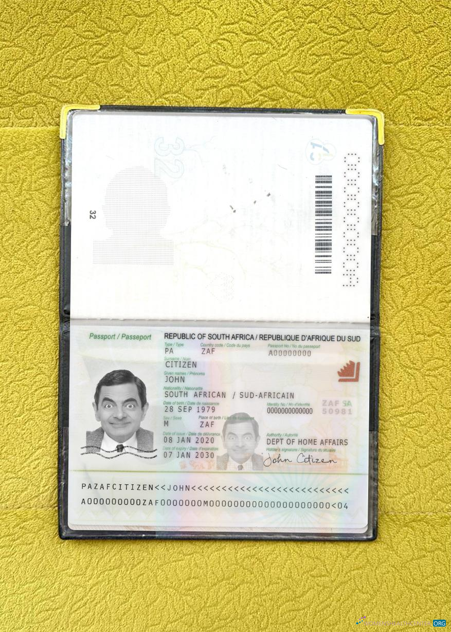 Download South Africa passport 2020 present photolook Photoshop template